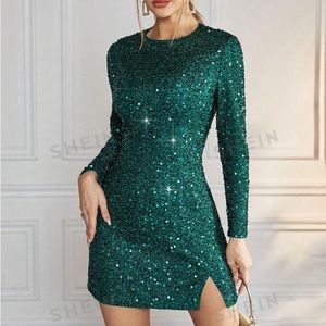 Green sequin dress